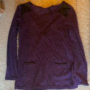 Allie & Rob Purple Knit Top with Black leather look Detail